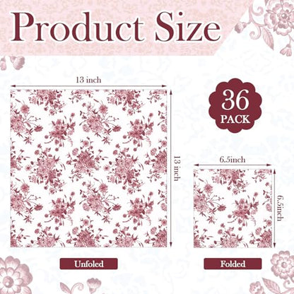 36 Pack 6 Style Red and White Decoupage Chinoiserie Napkins (36 Count)