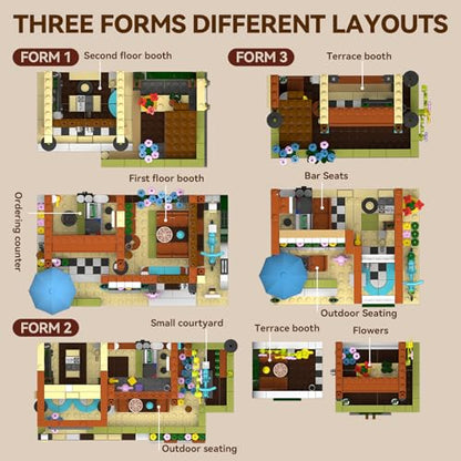 3 in 1 Street View Coffee Shop City Building Set (875 Count)