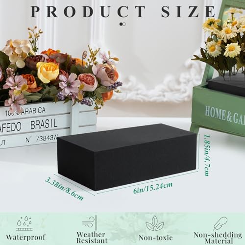 8 Pcs Black Reusable Floral Foam Blocks Water Weather Resistant Dry Floral Foam for Artificial Flower Arrangements Outdoor Hanging Florist Plant Bases for DIY Wedding