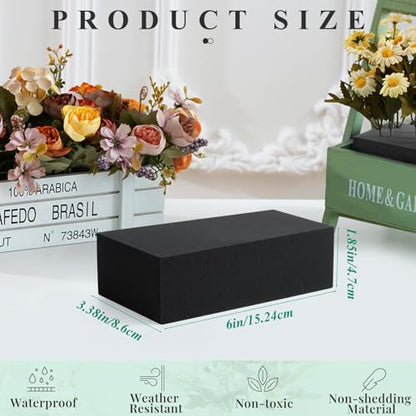 8 Pcs Black Reusable Floral Foam Blocks Water Weather Resistant Dry Floral Foam for Artificial Flower Arrangements Outdoor Hanging Florist Plant Bases for DIY Wedding