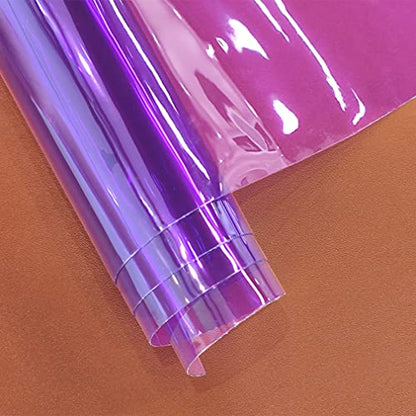 HYANG Purple Transparent PVC Super Clear Holographic Vinyl Faux Leather Sheets 1 Roll 12" x 47"