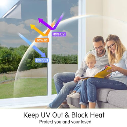 One Way Privacy Window Film Silver 17.5in × 6.5Feet (104.125 Sq Ft)