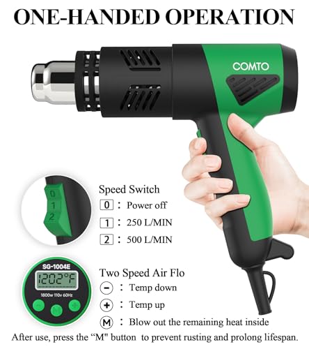 Heat Gun 1800W Variable Temperature Hot Air Gun with LCD Display