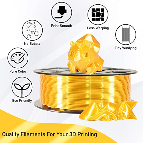 1KG Silk Metalic Shiny Gold PLA 3D Printer Filament (35.27 Ounce)
