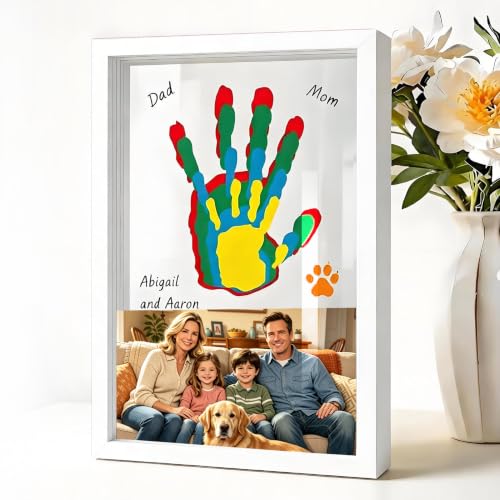 Vertical White Family Handprint Kit 3D Frame Compact Apartment Gift