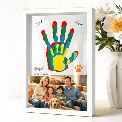 Vertical White Family Handprint Kit 3D Frame Compact Apartment Gift