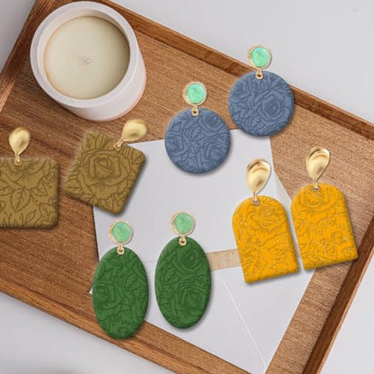 Polymer Clay Texture Sheets Rose Background Silicone Texture Stamp Sheets for Polymer Clay Texture Mat for Making Earrings Jewerly