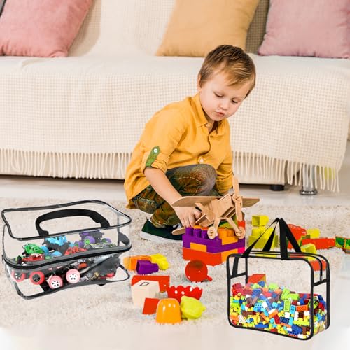 6 Large Toy Storage Bags with Labels Reusable Clear Toy Organizer 3L & 3XL (6 Count)