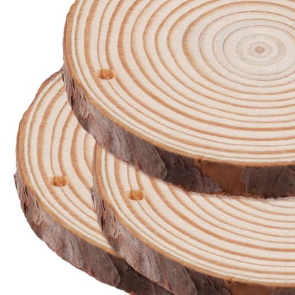 60 Pieces Wood Slices with Hole (60 Count)