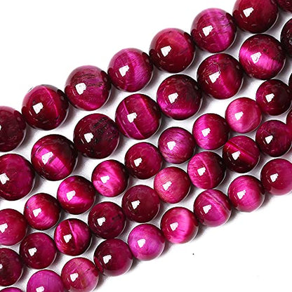 AAA Natural Rose Red Tiger Eye Agate Stone Round Loose Beads for Jewelry Making Semi