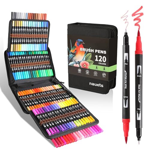 120 Colors Dual Tip Watercolor Paint Markers Pens (120 Count)