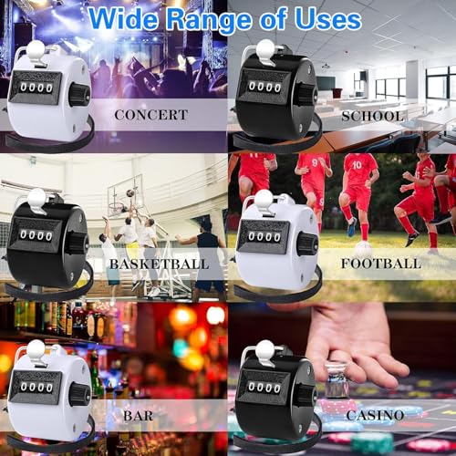 White Handheld Tally Counter Clicker 4 Digital for School Event