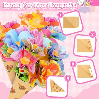 DIY Fabric Flower Bouquet Toys for 3 4 5 6 7 8 Year Girls Easter Basket Stuffers Educational Toy Reusable Bouquets Maker Birthday Gift for Girls Handmade Activity Set