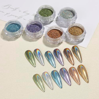 12 Colors Holographic Nail Powder (2.7 Ounce)