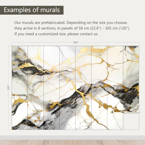 Black and Gold Marble Wallpaper wall murals for Bedroom 182"x120"