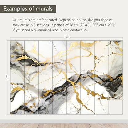 Black and Gold Marble Wallpaper wall murals for Bedroom 182"x120"