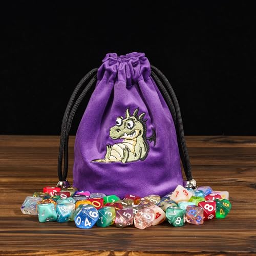 Large DND Dice Bag Purple Dice Storage Bag for Role Playing Games (2.11 Ounce)