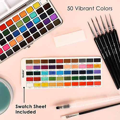 50 Color Watercolor Paint Set with Brush Pens (12.5 Ounce)