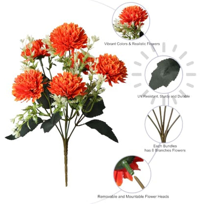 Fake Mums Artificial Fall Flowers for Outdoors Outside Decorations