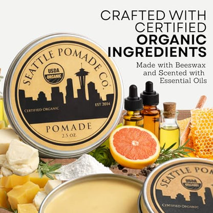 Seattle Pomade Co. USDA Certified Organic Pomade. Medium Hold & High Shine (2.5 ounce)