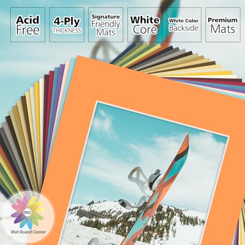 Mat Board Center 25 Pack 11x14 Mat+Backings+Bags for 8x10 Photo Mix Color