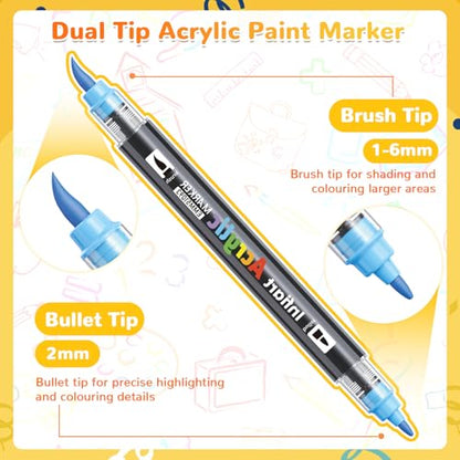 80 Colors Dual Tip Acrylic Paint Markers Automatic Ink Control Acrylic Paint Pens (80 Count)