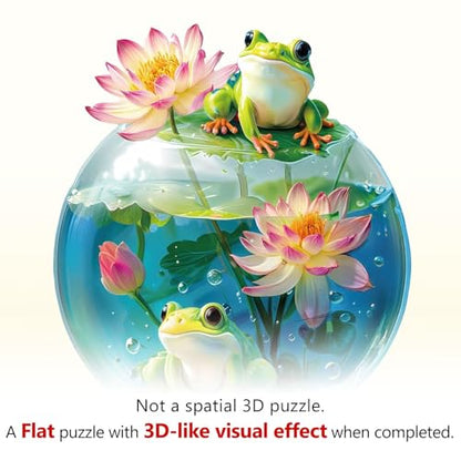 Aquarium Frog Puzzles Adults Gifts for Women Men Wooden 225 Pieces 13.4 x 11.7in