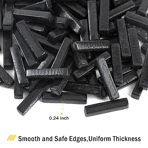 150g Black Strips Glass Mosaic Tiles for Crafts Bulk (5.29 Ounce)