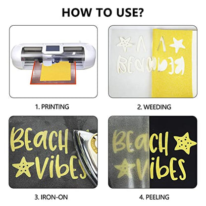 Heat Transfer Vinyl Glow Gold Glitter HTV Rolls