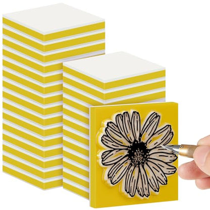 24 Pcs 2" x 2" Rubber Carving Block Printmaking Stamp (24 Count)