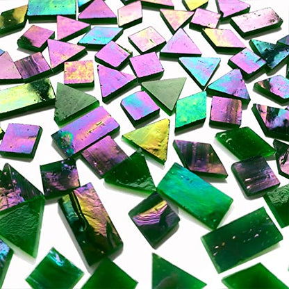 Iridescent Green Mosaic Tiles for Crafts (9 Ounce)