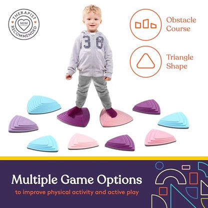 10 Stepping Stones for Kids Indoor and Outdoor Balance Blocks Promote Coordination (10 Count)