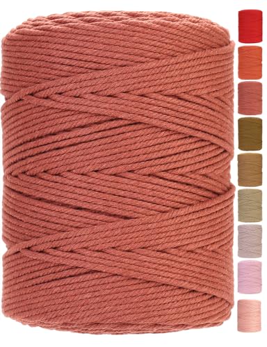 Macrame Cord 3mm x 546yards Natural Macrame Cotton Rope Colored Macrame Rope Soft Cotton Cord Macrame Supplies Craft Rope Macrame Yarn for Plant Hanger Wall Hanger Dreamcatcher