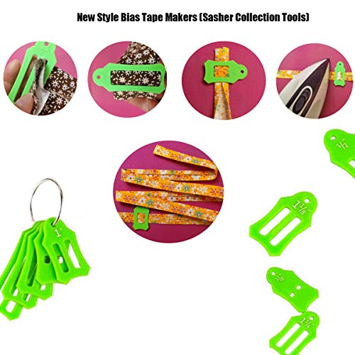 Bias Tape Maker Kits All 5 Sizes 6MM 9MM 12MM 18MM 25MM Binding Foot Craft Clips Awl Quilter's Pin Comes with 10pcs Multi (10 Count)