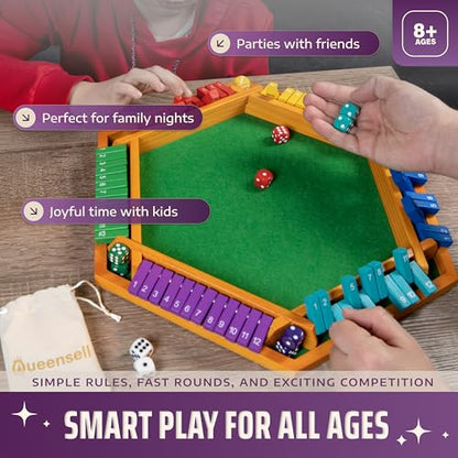 Color Shut The Box Game Wooden Board for 1