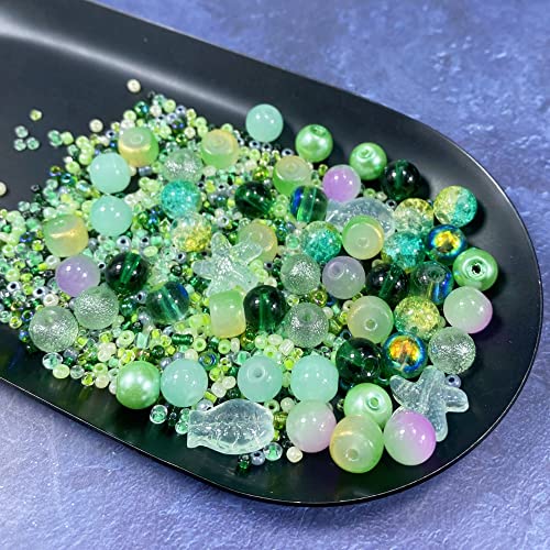 Assorted Glass Resin Beads Multi Size Colors Smooth Cracked Gravel Millet Spacer Beads for Bracelets Necklace Earring DIY Jewelry Making Craft