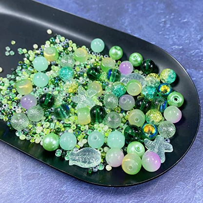 Assorted Glass Resin Beads Multi Size Colors Smooth Cracked Gravel Millet Spacer Beads for Bracelets Necklace Earring DIY Jewelry Making Craft