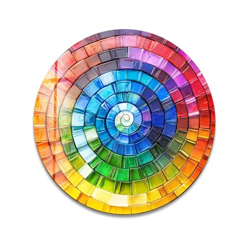 39,4''(100cm) Diameter Radiant Spiral Spectrum Round Glass Wall Art Tempered Glass Printing Wall Decor Large Wall Art Wall Hangings