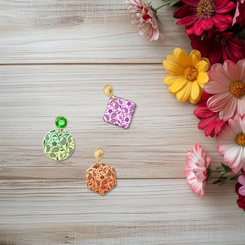 Paisley Pattern Polymer Clay Texture Sheet Vines Vintage Flowers Silicone Texture Mat for Polymer Clay Making Earrings Jewelry DIY Crafts 5.5 × 5.5 Inch
