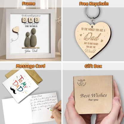 Personalized Dad Pebble Art Frame with Ornament