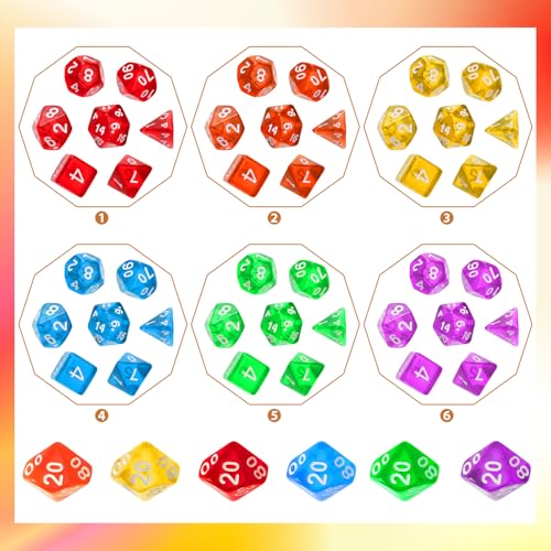 105 Pcs Dice Sets Bulk with Drawstring Bag Polyhedral Dice Sets Multi Role Playing Table Game D4 D6 D8 D10 D% D12 D20 (105 Count)