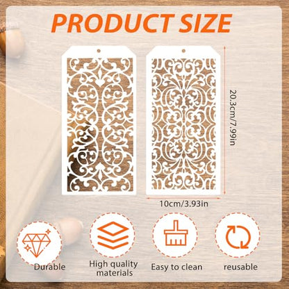 8x4 Inch Texture Stencils for Painting (18 Count)