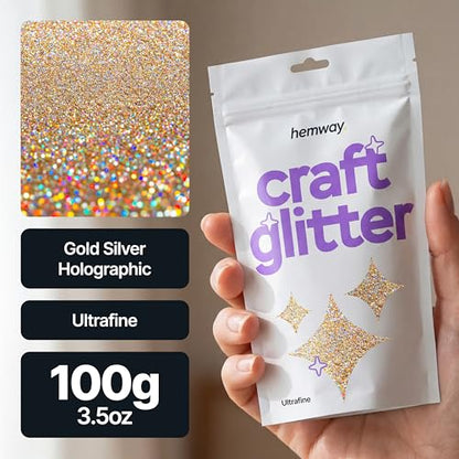 Craft Glitter Gold Silver Holographic 100g Ultrafine Glitter (3.5 Ounce)