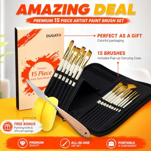 Paint Brush Set 15 pc with Pop (15 Count)