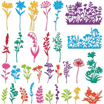 31PCS Flower Metal Die Cuts Wildflower Metal Cutting Dies Flower Leaf Shape Embossing Scrapbooking Cuts Stencil Leaves Embossing Paper Dies for Card Making Album Decorative (31 Count)