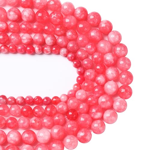 36pcs 10mm Natural Rose Pink Chalcedony Stone Round Loose Beads for Jewelry Making DIY Bracelets Necklaces Crystal Energy Healing Stone Beads 15"