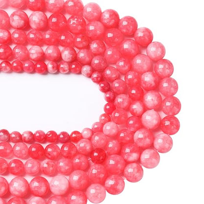 36pcs 10mm Natural Rose Pink Chalcedony Stone Round Loose Beads for Jewelry Making DIY Bracelets Necklaces Crystal Energy Healing Stone Beads 15"