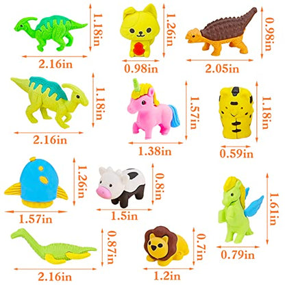 80Pcs Animal Erasers Kids Desk Pets Pencil Erasers 3D Puzzle Eraser Bulk Fun Cute Mini Animal Eraser Toys for Classroom Rewards (80 Count)