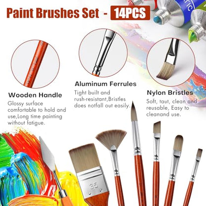 14pcs Acrylic Paint Brushes (14 Count)