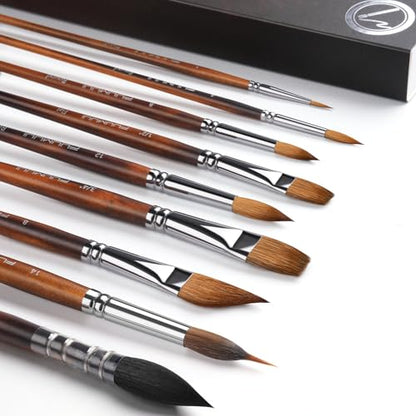 Watercolor Brushes Professional (9 Count)